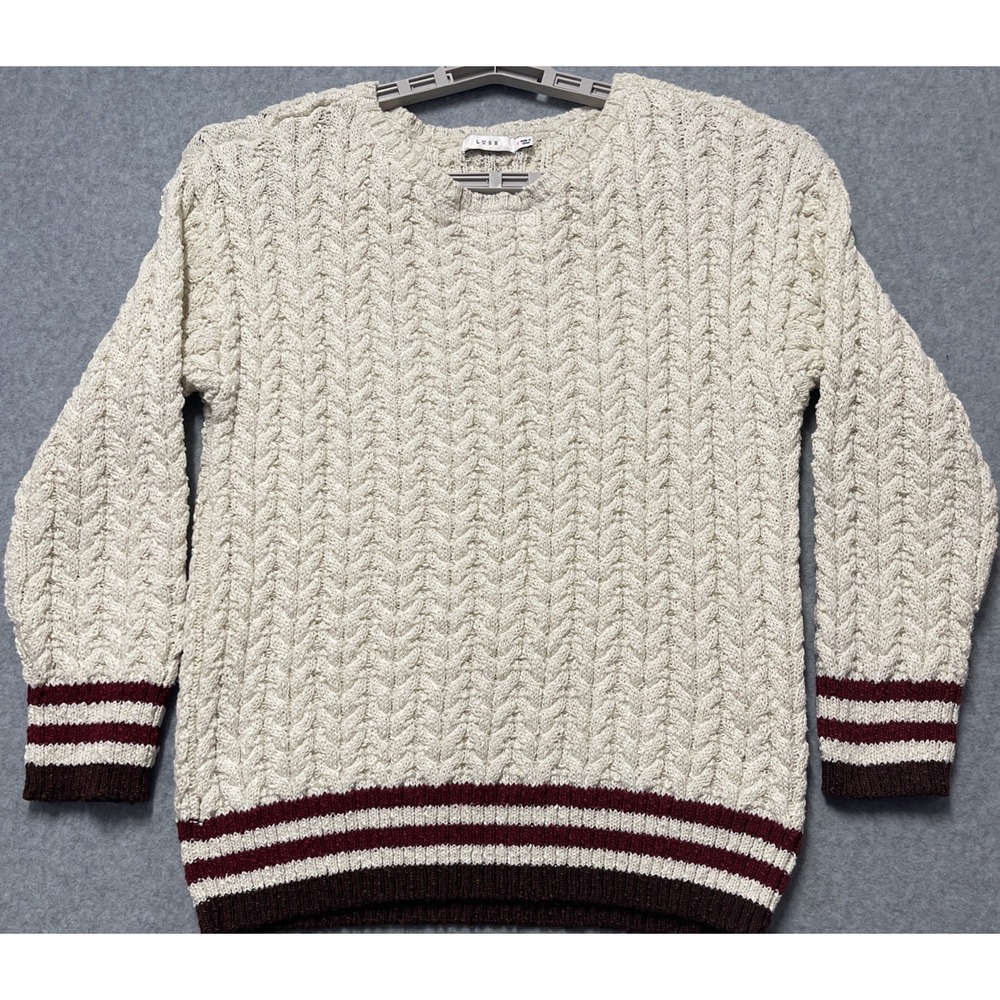 Lush Women's Beige Cable Knit Short Sweater Size Medium Preppy Cute